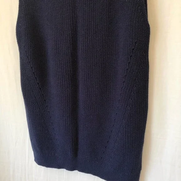 UNIQLO Size 12/14 M/L Navy Cotton Knitted Sleeveless Vest Winter Basic Neutral - Picture 7 of 9